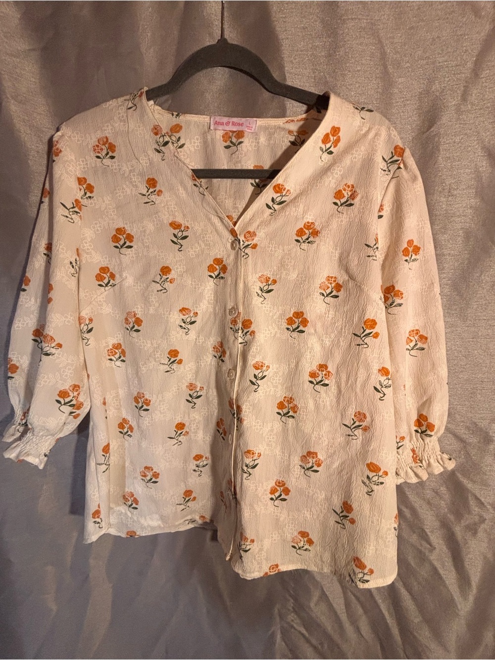 Anna & Rose Cream Floral Button-Front Blouse
